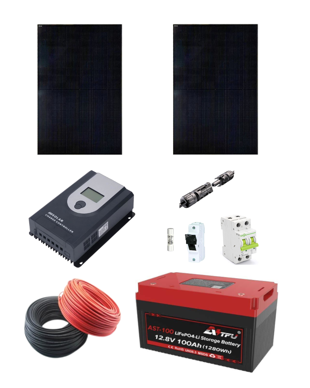 Solární ostrovní elektrárna LiFePO4 12 V 100Ah / 1000 Wp