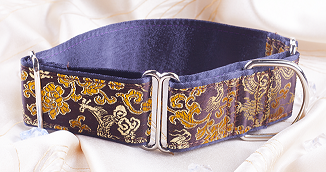 Luxusní široký obojek Martingale Golden - Brown Sephoris, tmavě zlatý, široký 5 cm
