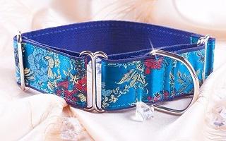 Luxusní obojek na chrta Martingale, šíře 5 cm, Emerald Blue Euphrat, modrý